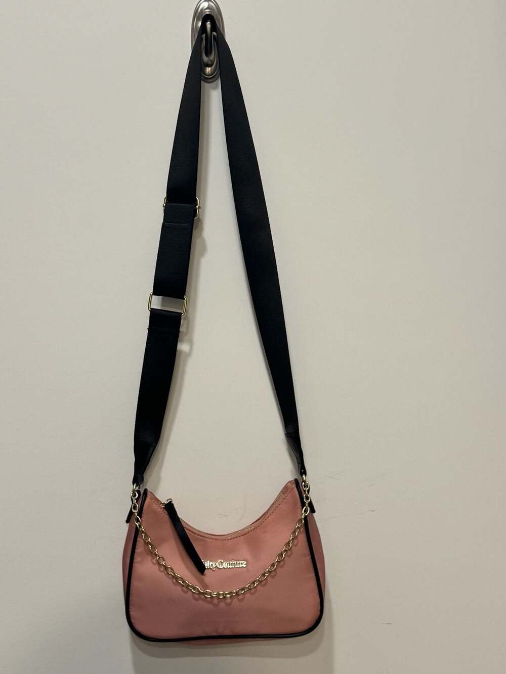 Vintage Y2K Juicy Couture Pink Crossbody Shoulder Bag Purse Gold Chain